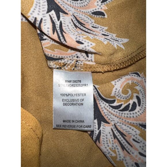 DR2 Top Size L Yellow Floral Accordion Pleats Long Sleeve Lightweight Blouse - Picture 10 of 11